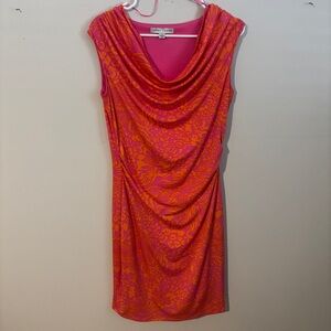 Larry Levine Pink and Orange Mini Dress